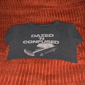 Brandy Melville Black 'Dazed 'N Confused' Graphic Crop Tee